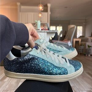 P448 Sparkling Blue and Black Sneakers